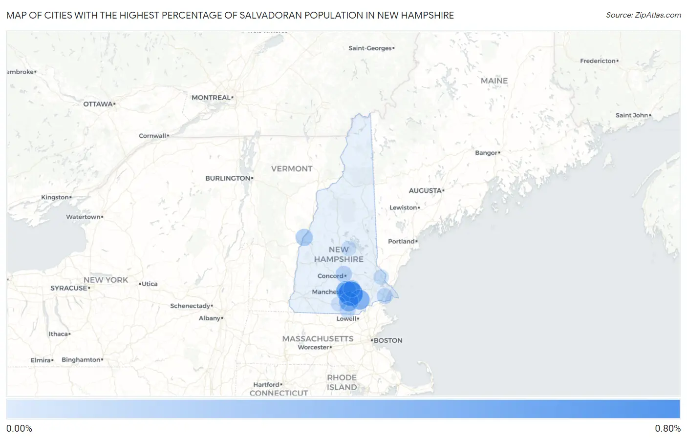 Cities with the Highest Percentage of Salvadoran Population in New Hampshire Map