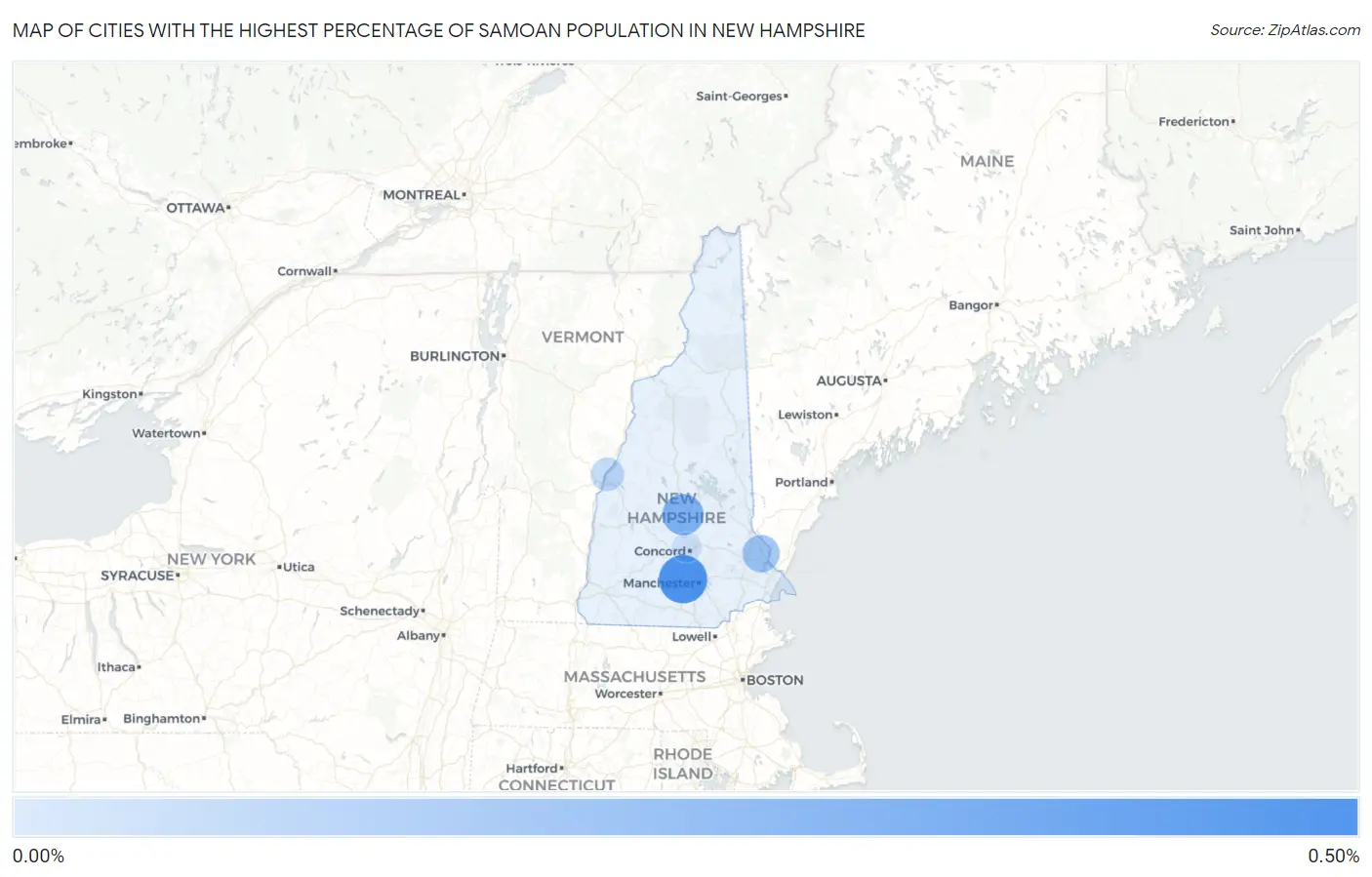 Cities with the Highest Percentage of Samoan Population in New Hampshire Map