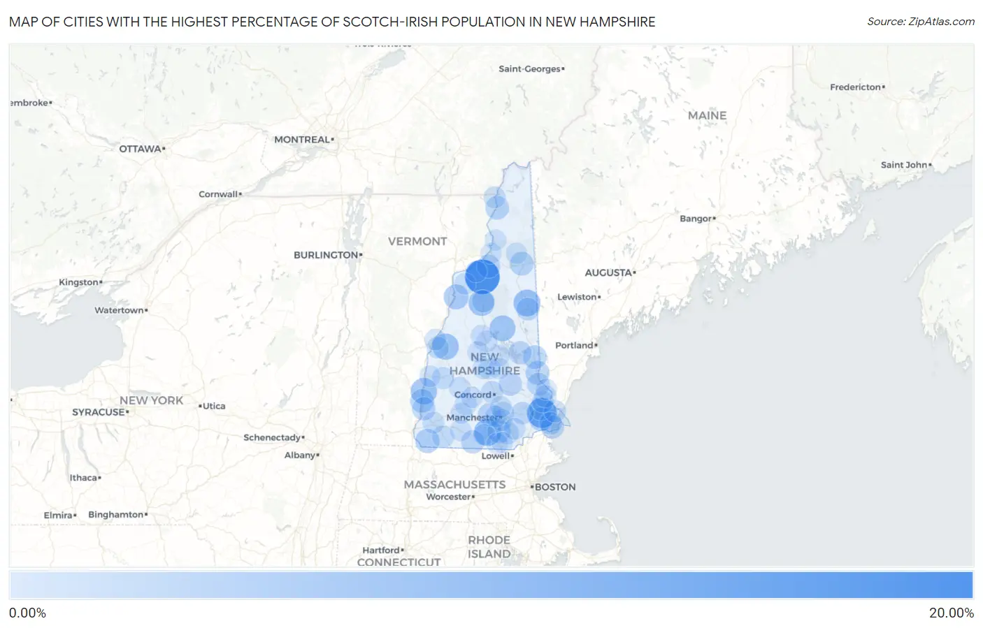 Cities with the Highest Percentage of Scotch-Irish Population in New Hampshire Map