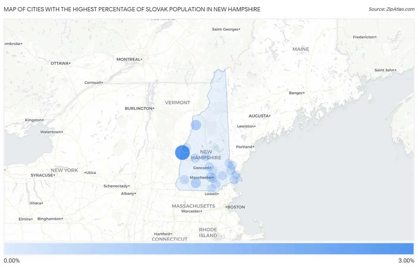 Cities with the Highest Percentage of Slovak Population in New Hampshire Map