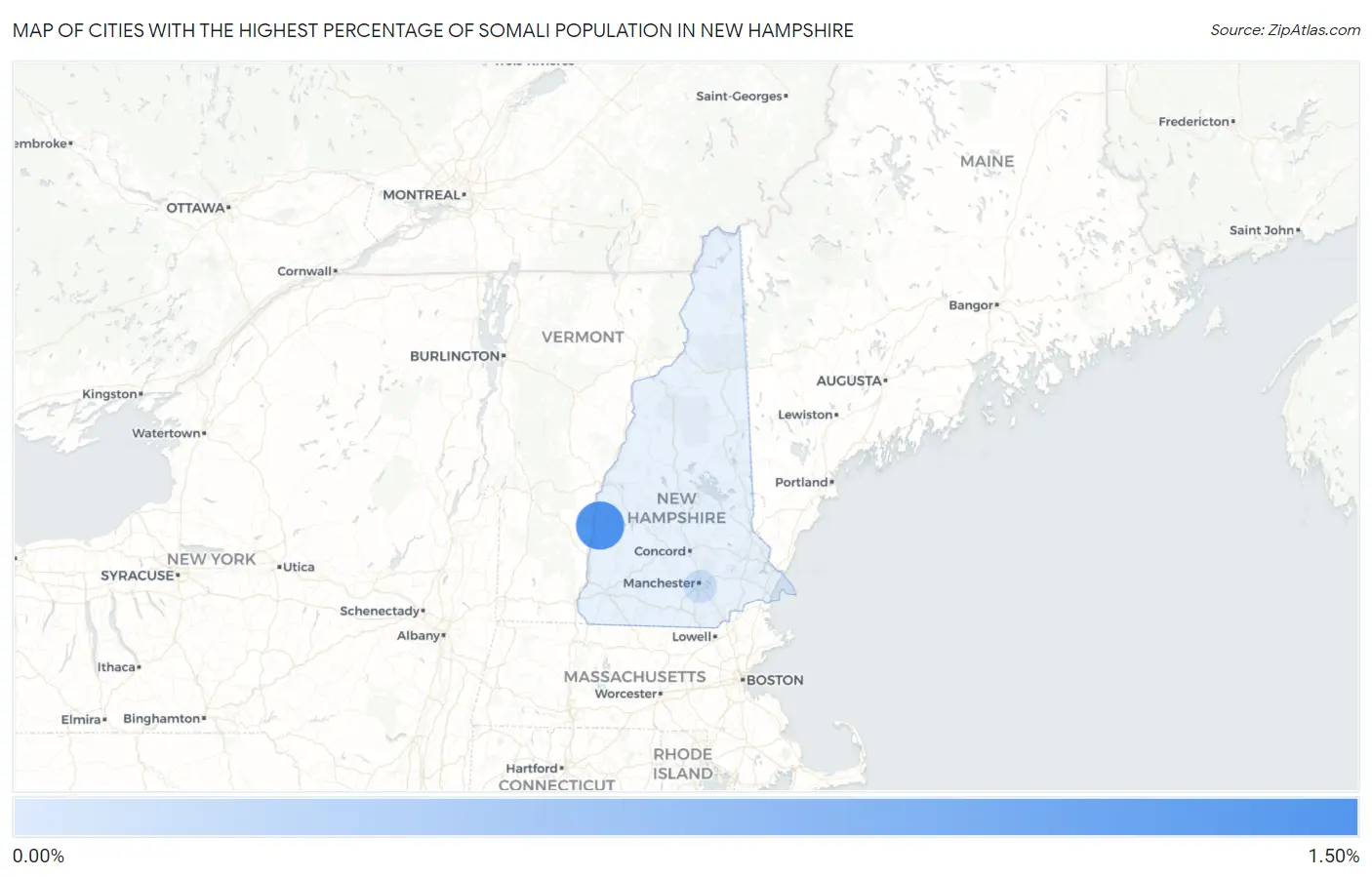 Cities with the Highest Percentage of Somali Population in New Hampshire Map