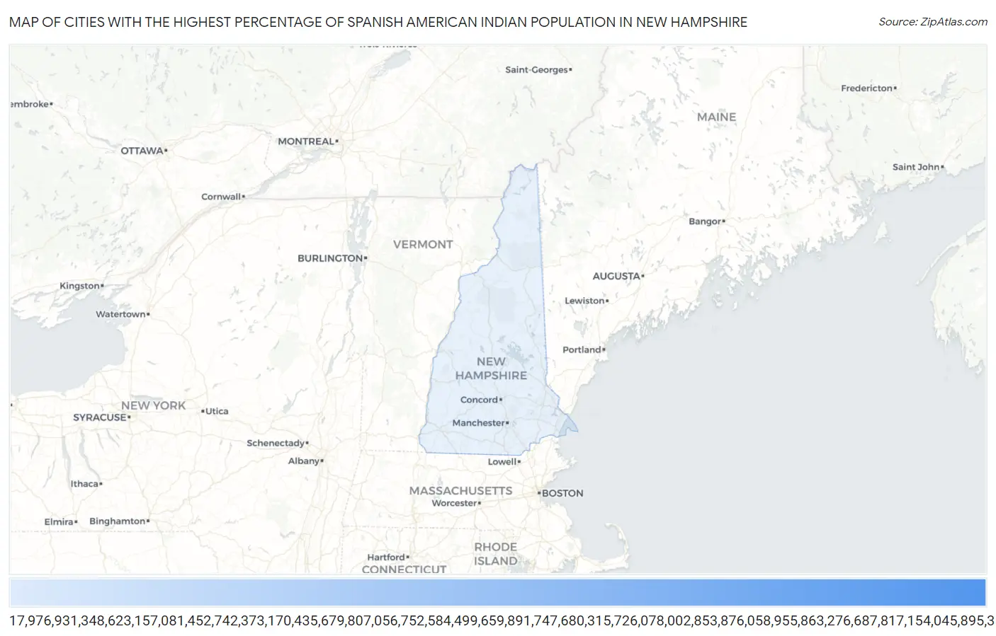 Cities with the Highest Percentage of Spanish American Indian Population in New Hampshire Map