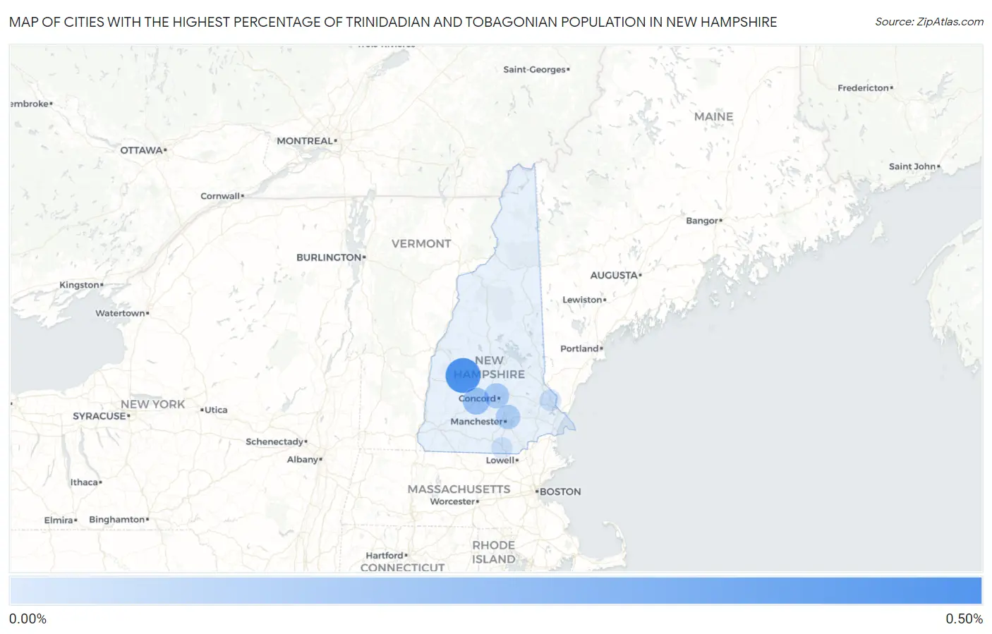 Cities with the Highest Percentage of Trinidadian and Tobagonian Population in New Hampshire Map