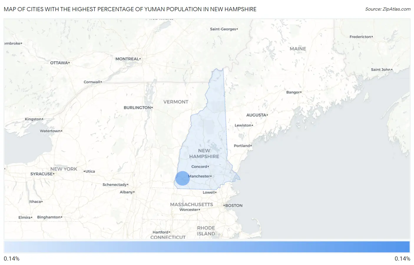 Cities with the Highest Percentage of Yuman Population in New Hampshire Map