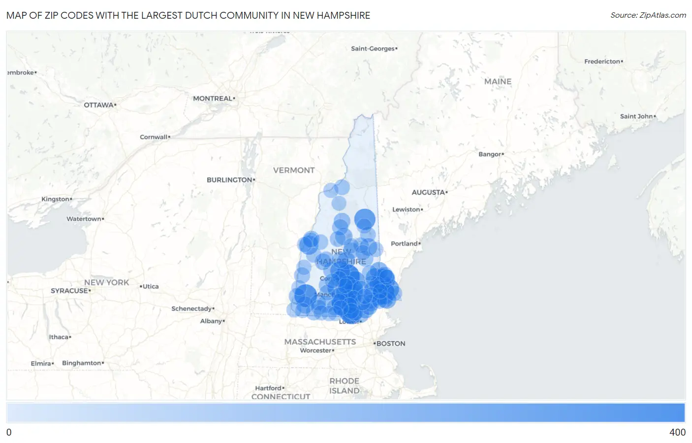 Zip Codes with the Largest Dutch Community in New Hampshire Map