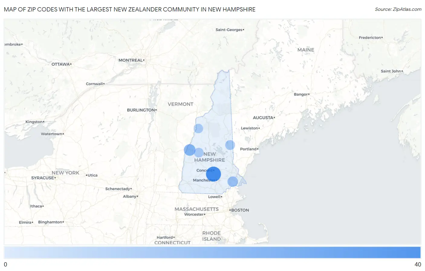 Zip Codes with the Largest New Zealander Community in New Hampshire Map