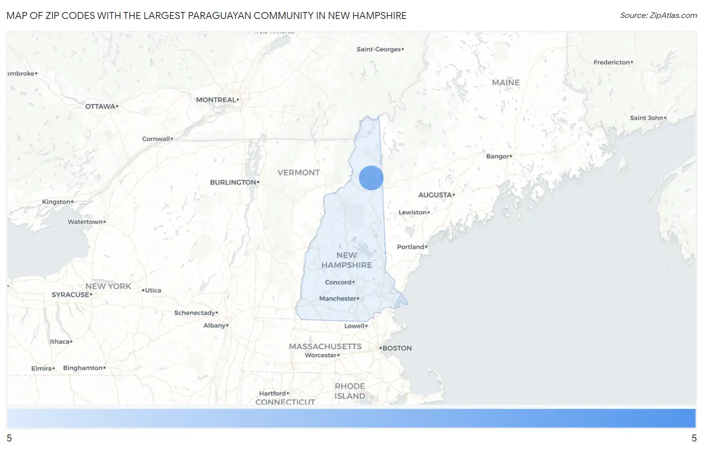 Zip Codes with the Largest Paraguayan Community in New Hampshire Map