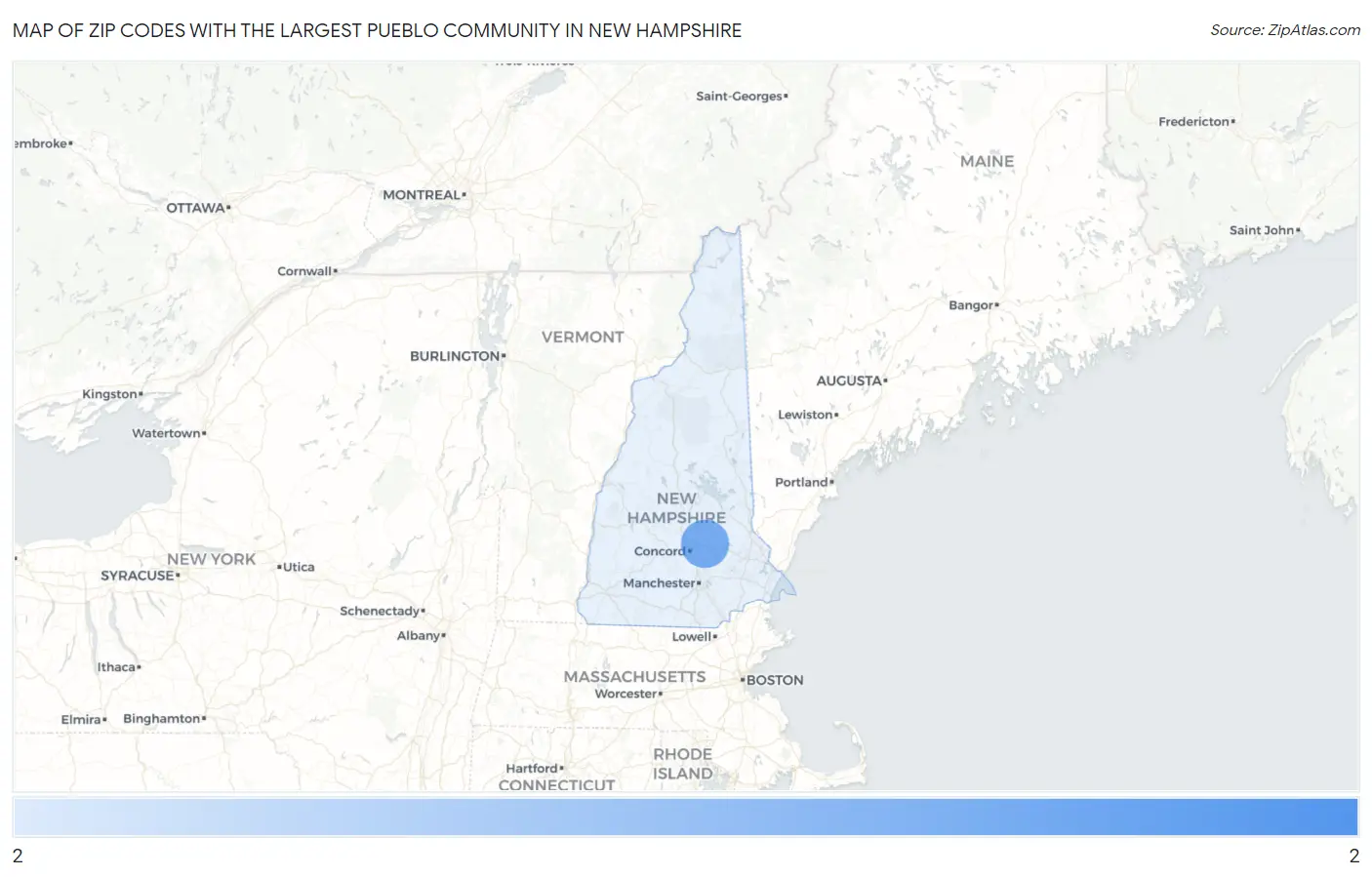 Zip Codes with the Largest Pueblo Community in New Hampshire Map