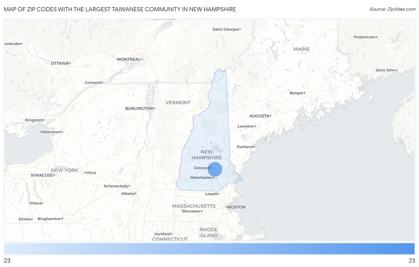 Zip Codes with the Largest Taiwanese Community in New Hampshire Map
