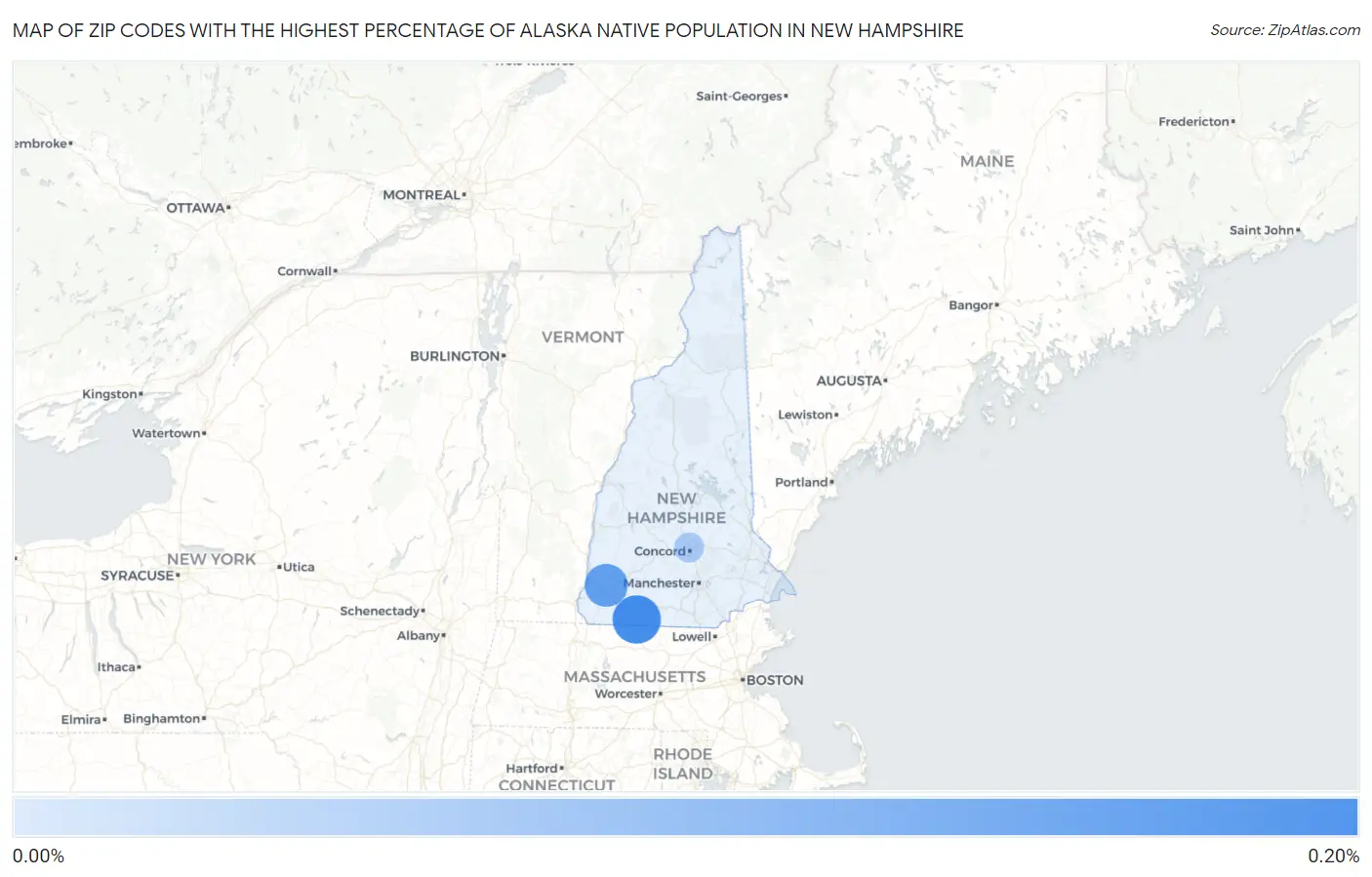 Zip Codes with the Highest Percentage of Alaska Native Population in New Hampshire Map