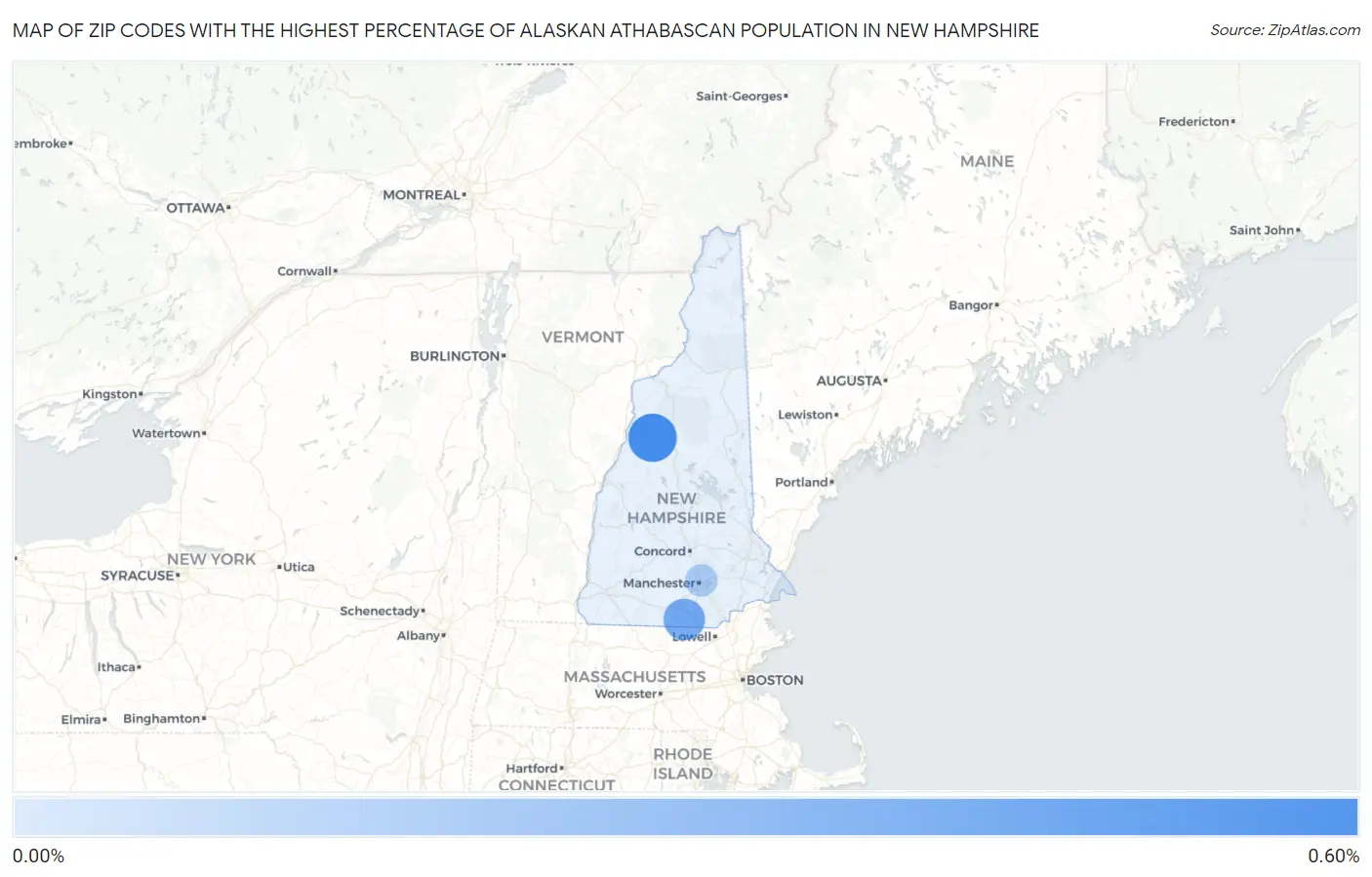 Zip Codes with the Highest Percentage of Alaskan Athabascan Population in New Hampshire Map