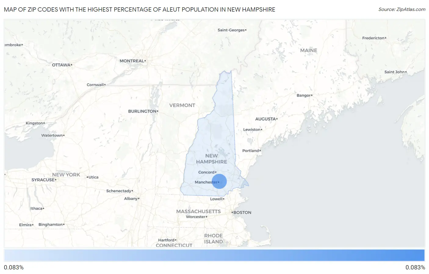 Zip Codes with the Highest Percentage of Aleut Population in New Hampshire Map