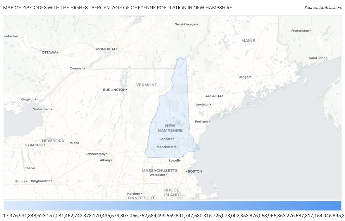 Zip Codes with the Highest Percentage of Cheyenne Population in New Hampshire Map