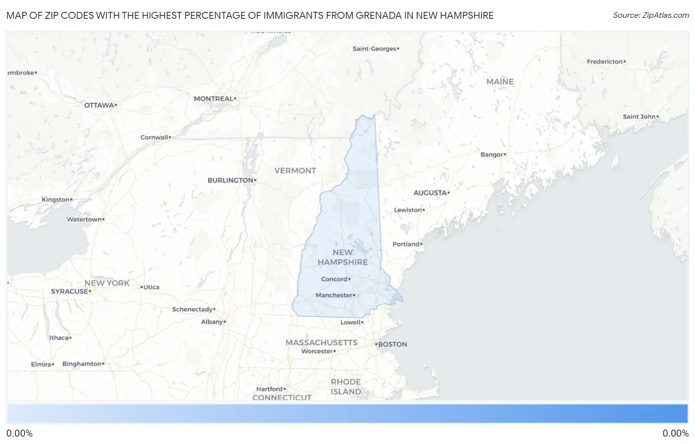 Zip Codes with the Highest Percentage of Immigrants from Grenada in New Hampshire Map
