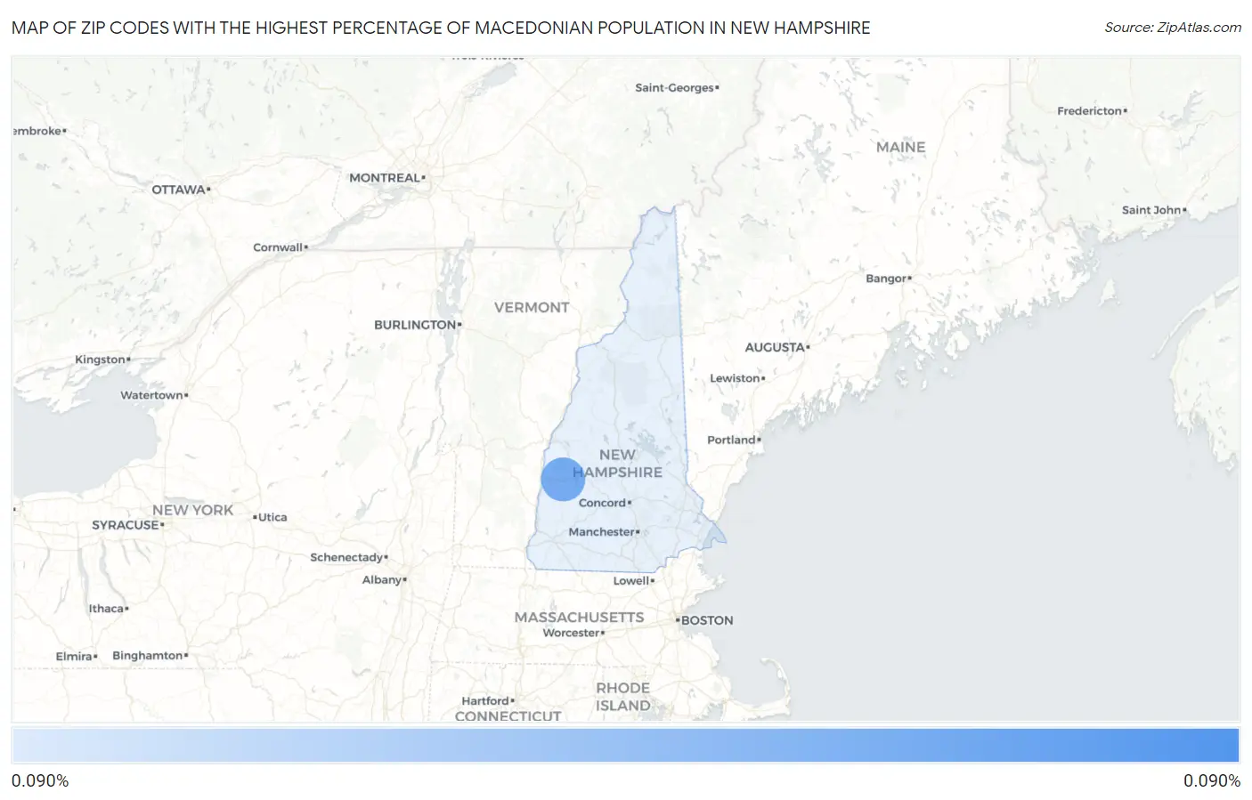 Zip Codes with the Highest Percentage of Macedonian Population in New Hampshire Map
