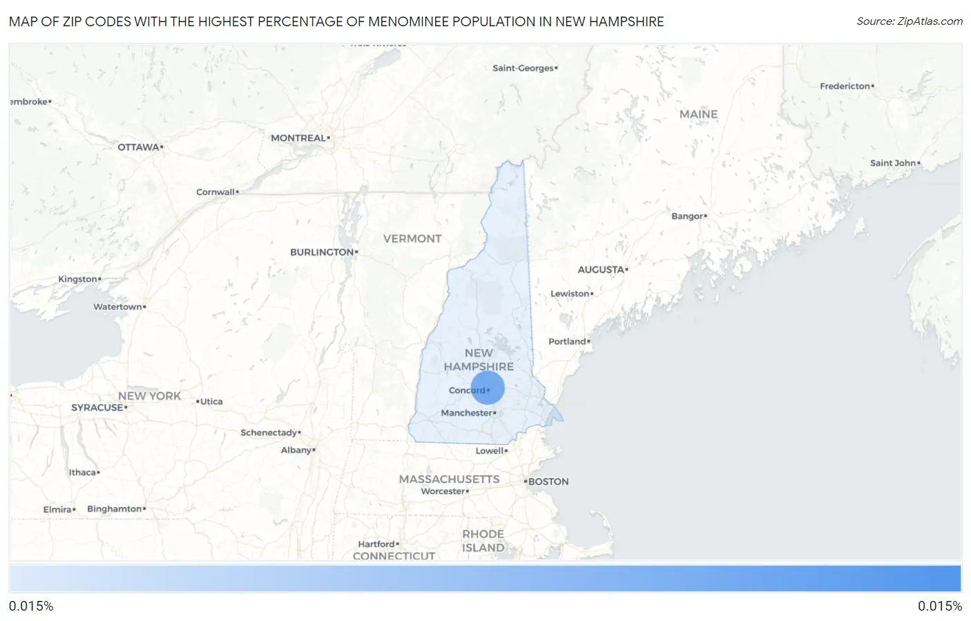 Zip Codes with the Highest Percentage of Menominee Population in New Hampshire Map
