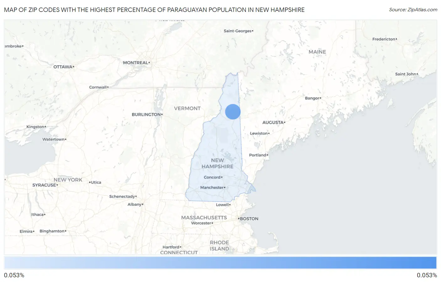 Zip Codes with the Highest Percentage of Paraguayan Population in New Hampshire Map