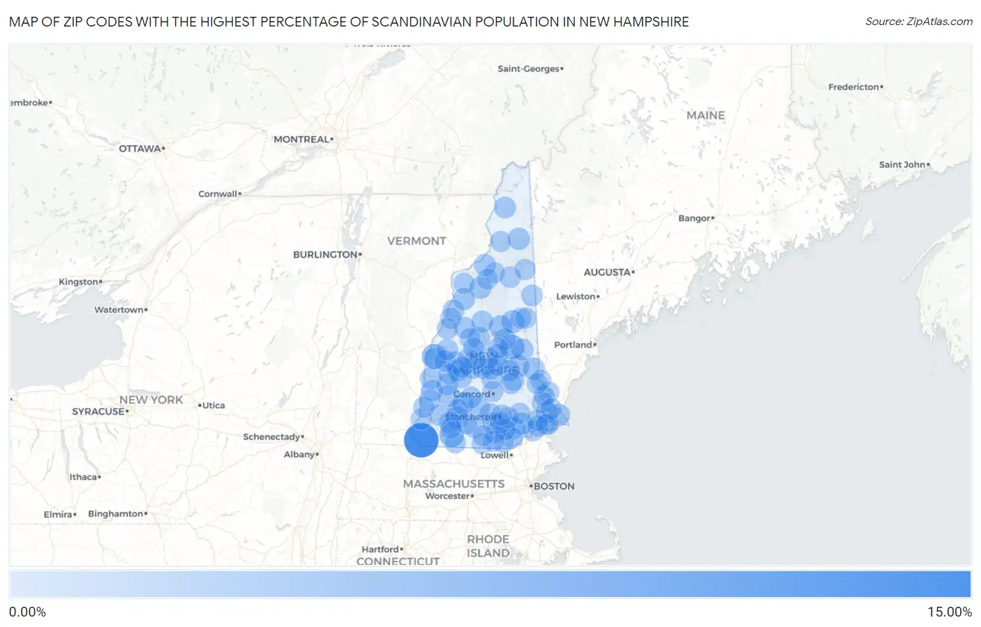 Zip Codes with the Highest Percentage of Scandinavian Population in New Hampshire Map