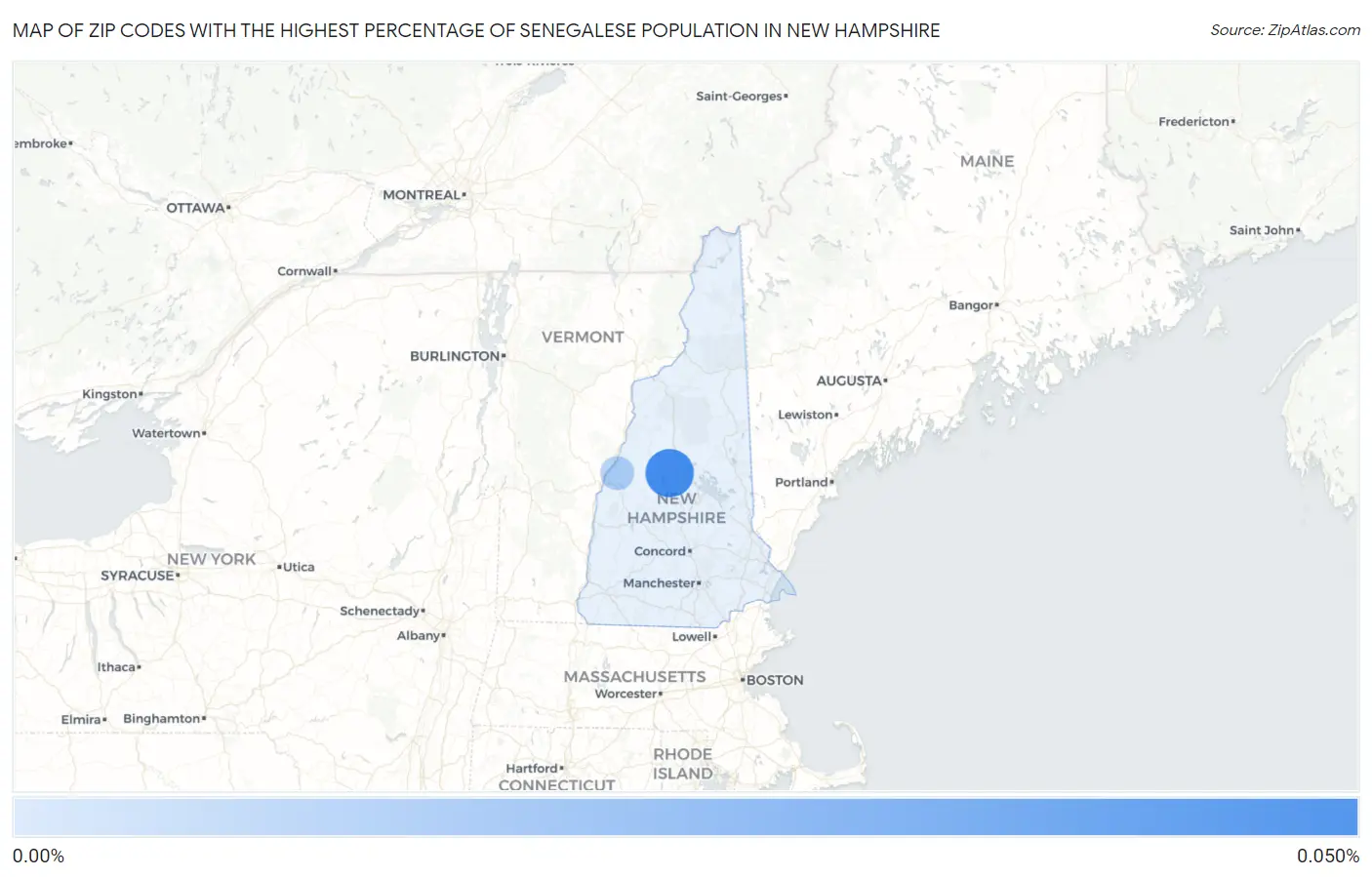 Zip Codes with the Highest Percentage of Senegalese Population in New Hampshire Map