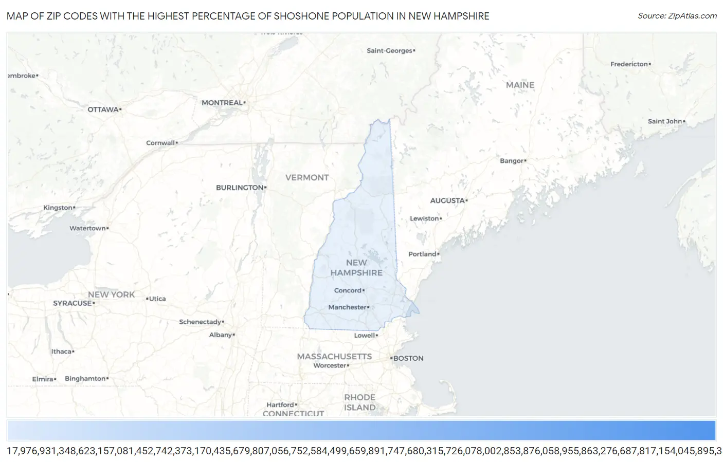 Zip Codes with the Highest Percentage of Shoshone Population in New Hampshire Map