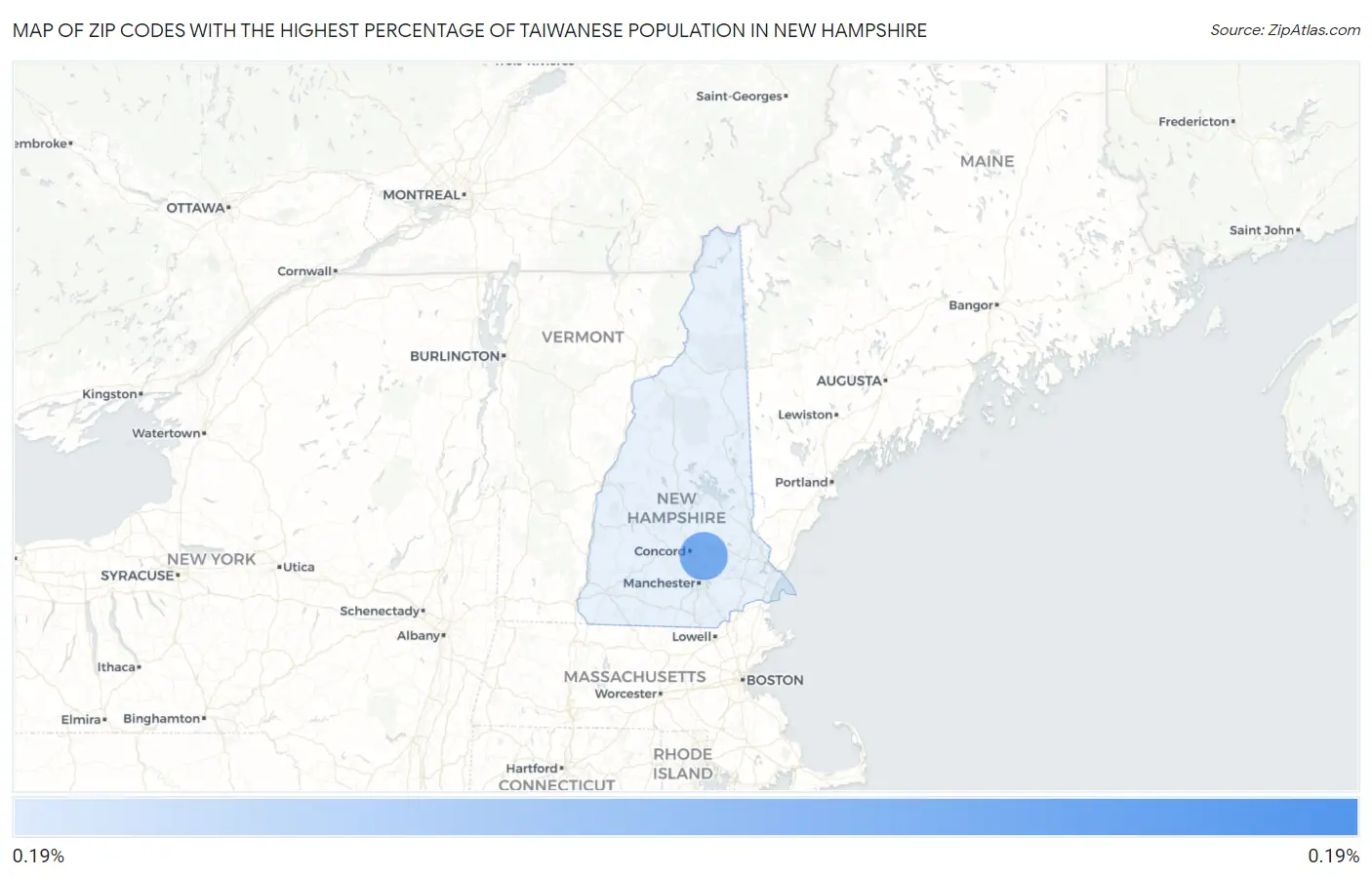 Zip Codes with the Highest Percentage of Taiwanese Population in New Hampshire Map
