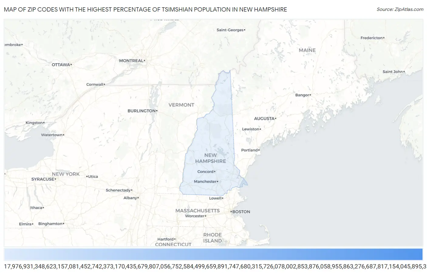 Zip Codes with the Highest Percentage of Tsimshian Population in New Hampshire Map