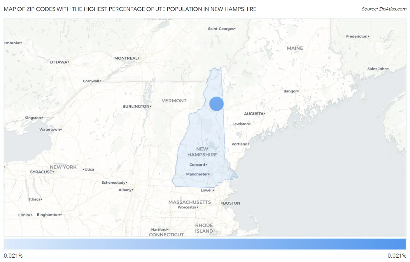 Zip Codes with the Highest Percentage of Ute Population in New Hampshire Map