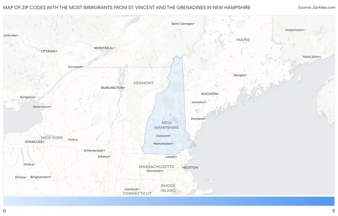 Zip Codes with the Most Immigrants from St. Vincent and the Grenadines in New Hampshire Map