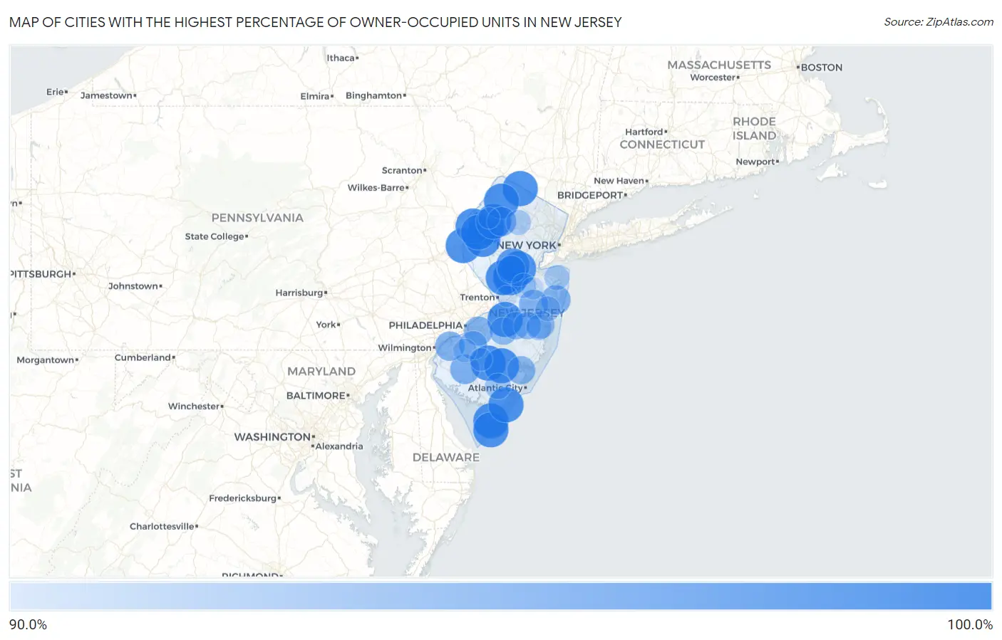 Cities with the Highest Percentage of Owner-Occupied Units in New Jersey Map