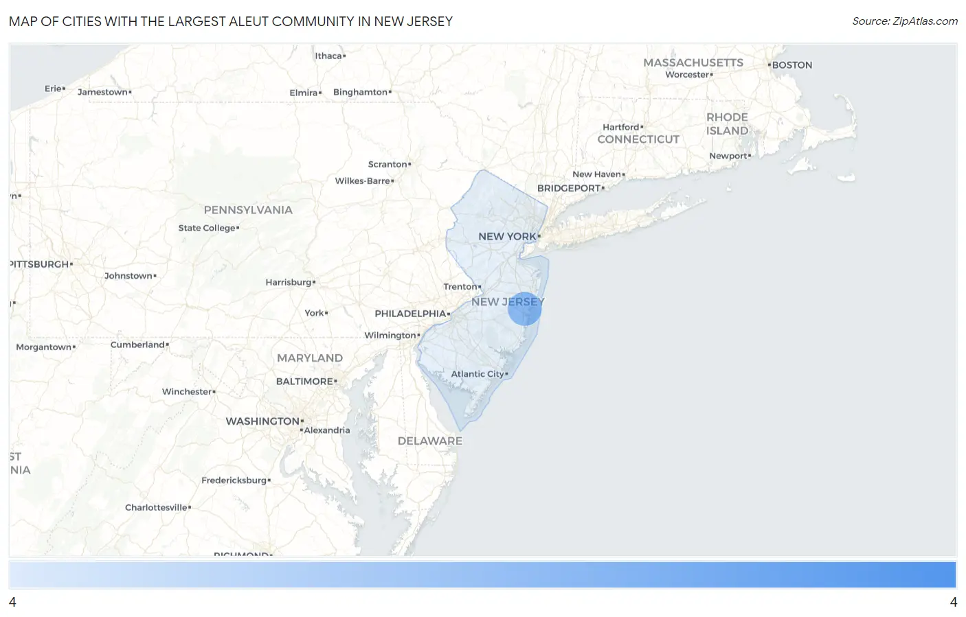 Cities with the Largest Aleut Community in New Jersey Map