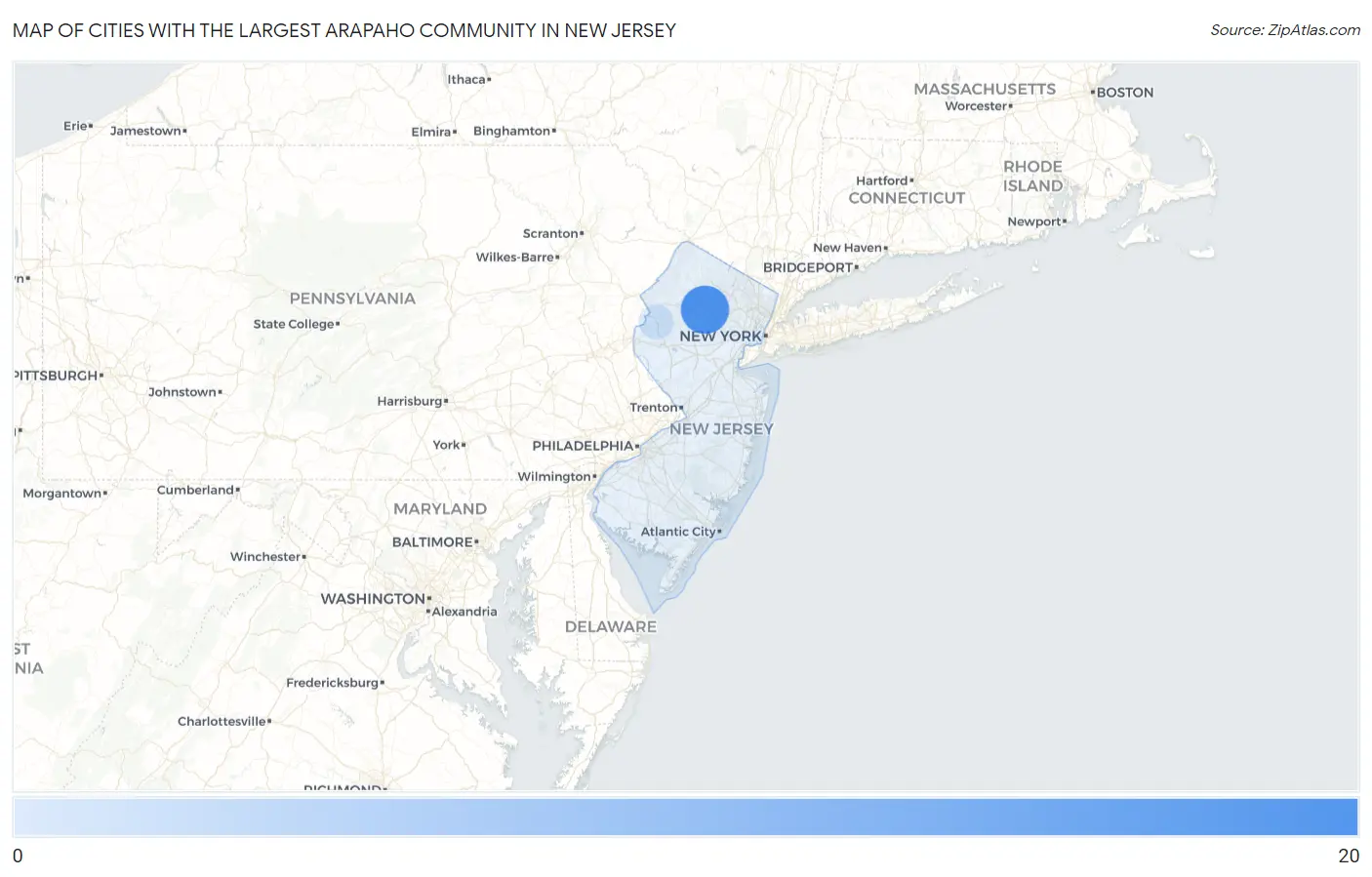Cities with the Largest Arapaho Community in New Jersey Map