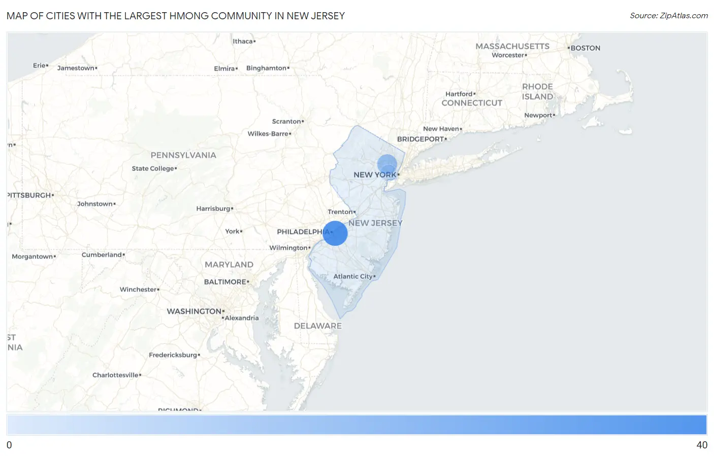 Cities with the Largest Hmong Community in New Jersey Map