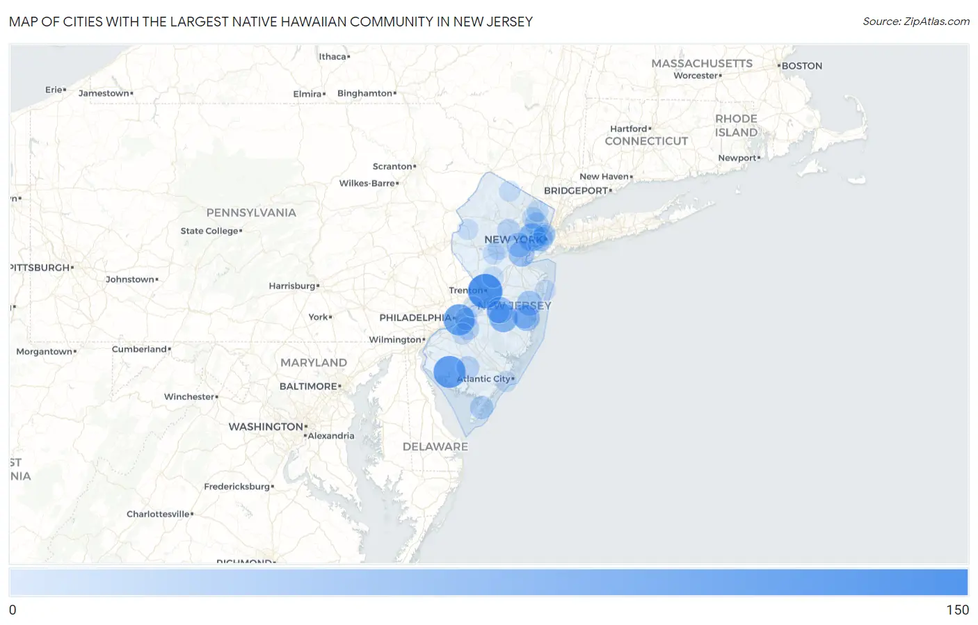 Cities with the Largest Native Hawaiian Community in New Jersey Map