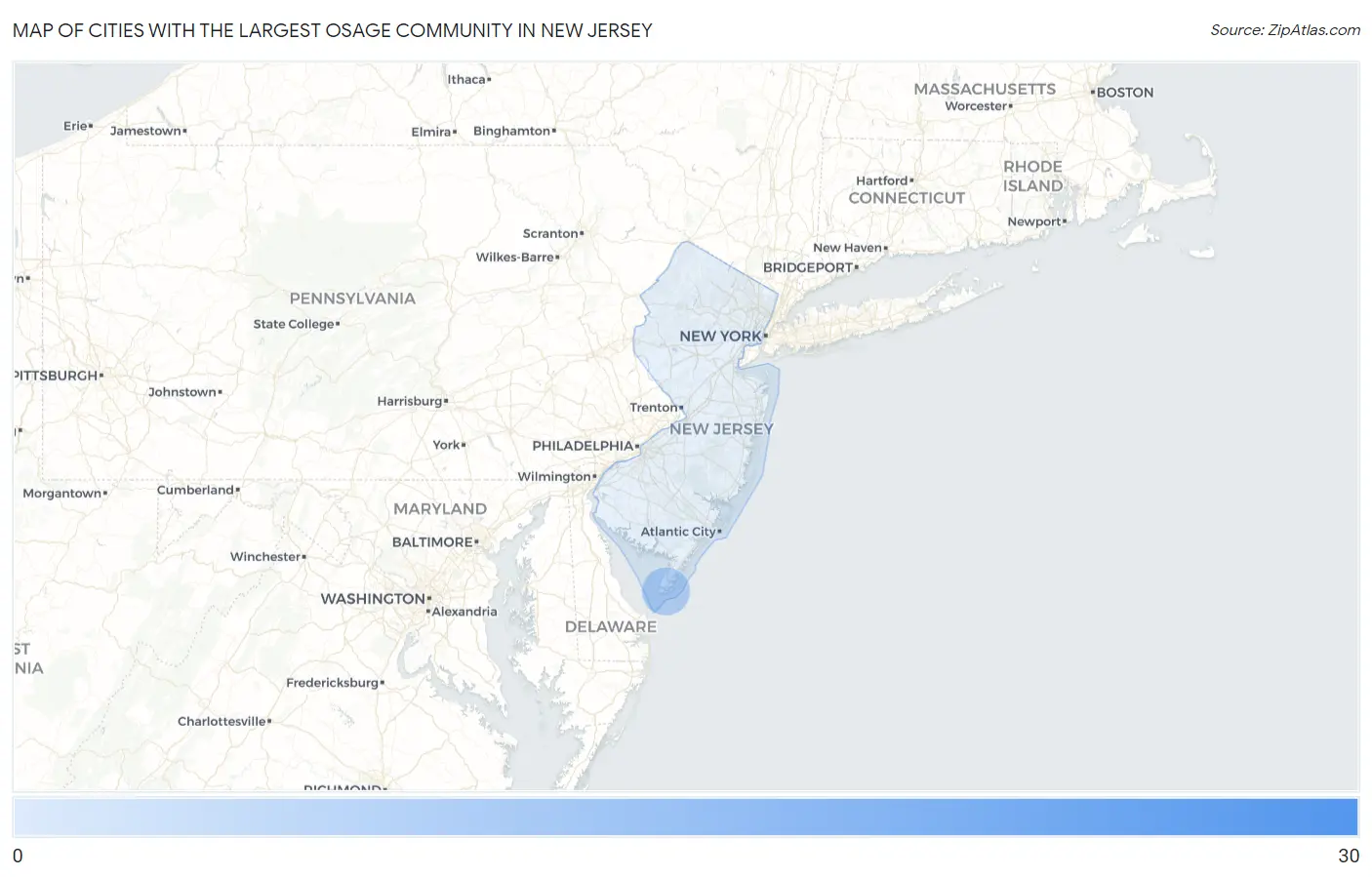 Cities with the Largest Osage Community in New Jersey Map