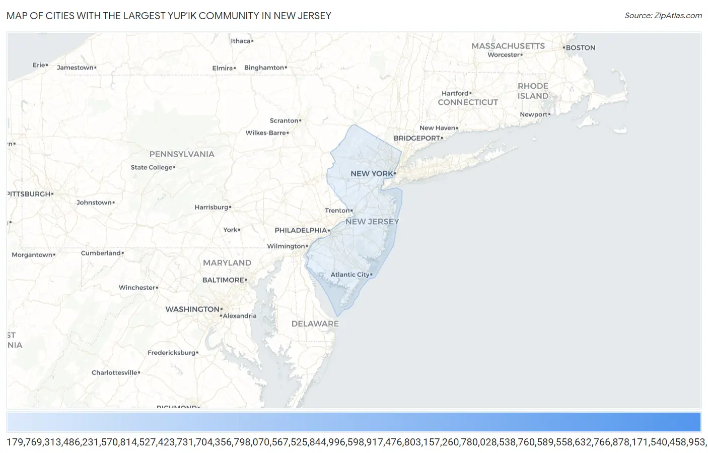 Cities with the Largest Yup'ik Community in New Jersey Map