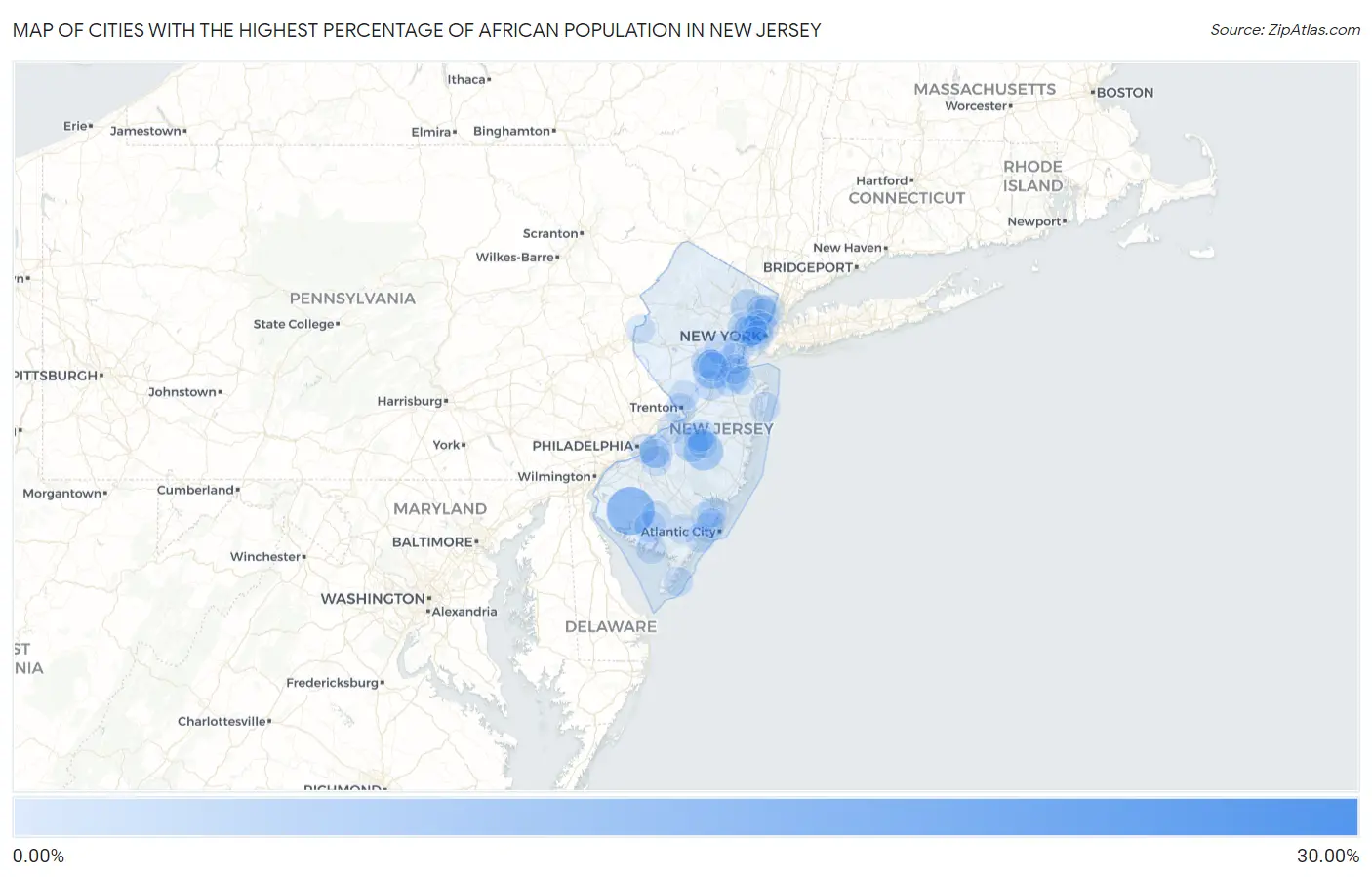Cities with the Highest Percentage of African Population in New Jersey Map