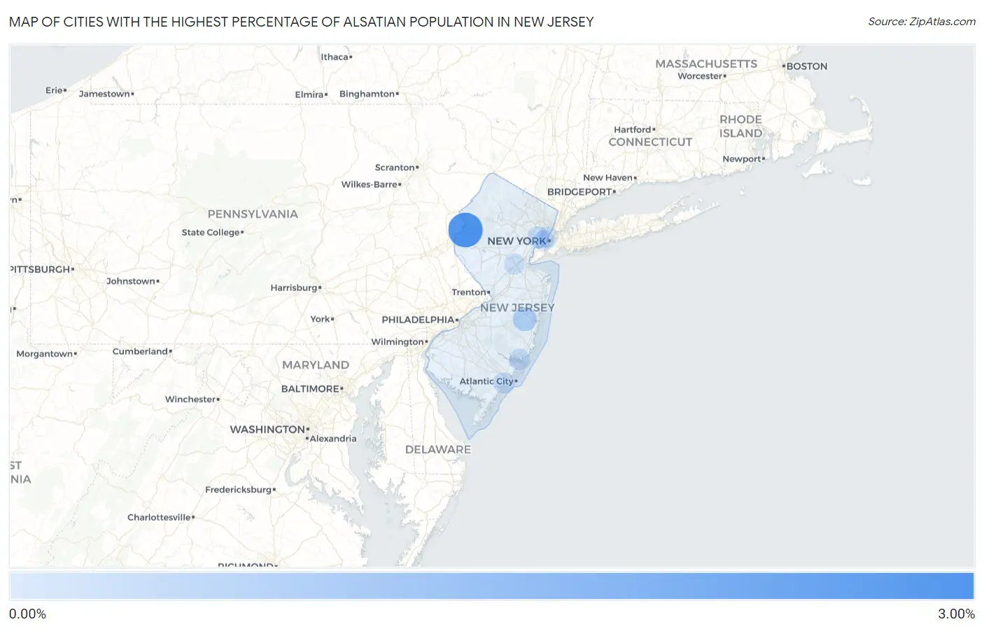Cities with the Highest Percentage of Alsatian Population in New Jersey Map
