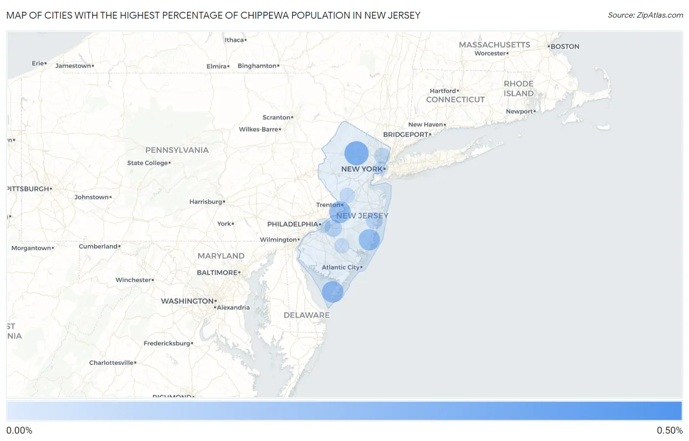 Cities with the Highest Percentage of Chippewa Population in New Jersey Map