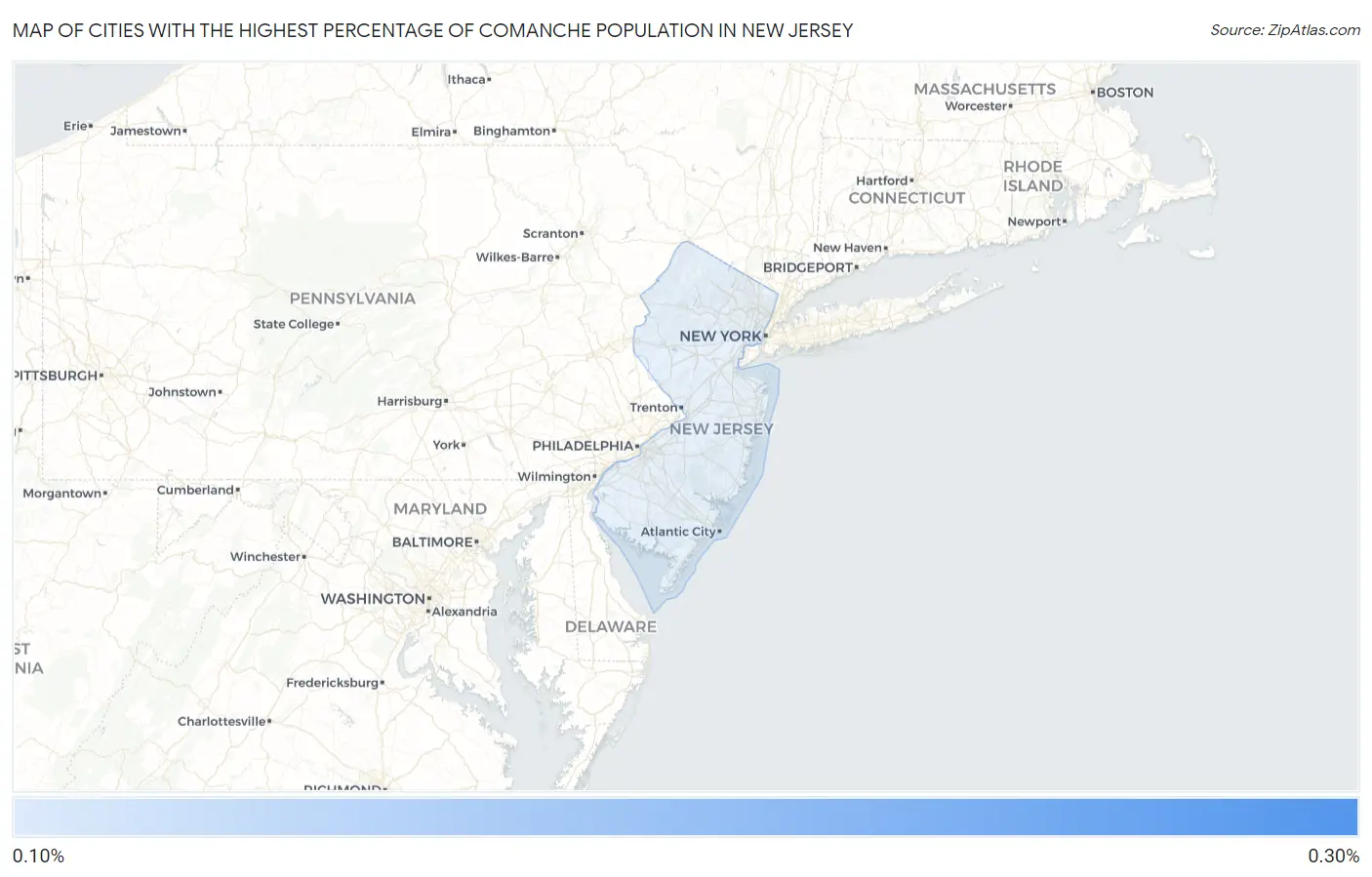 Cities with the Highest Percentage of Comanche Population in New Jersey Map