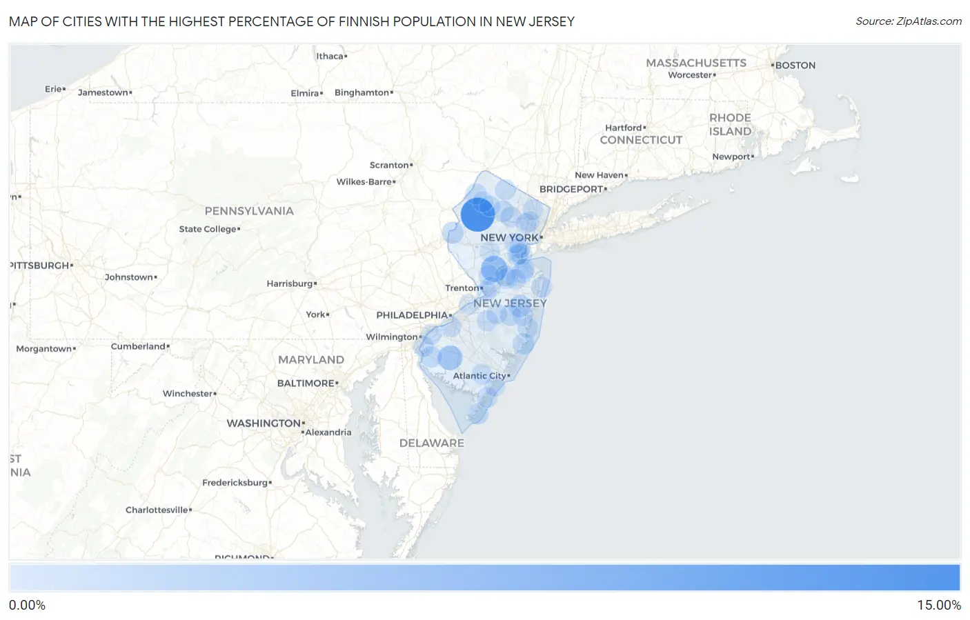 Cities with the Highest Percentage of Finnish Population in New Jersey Map