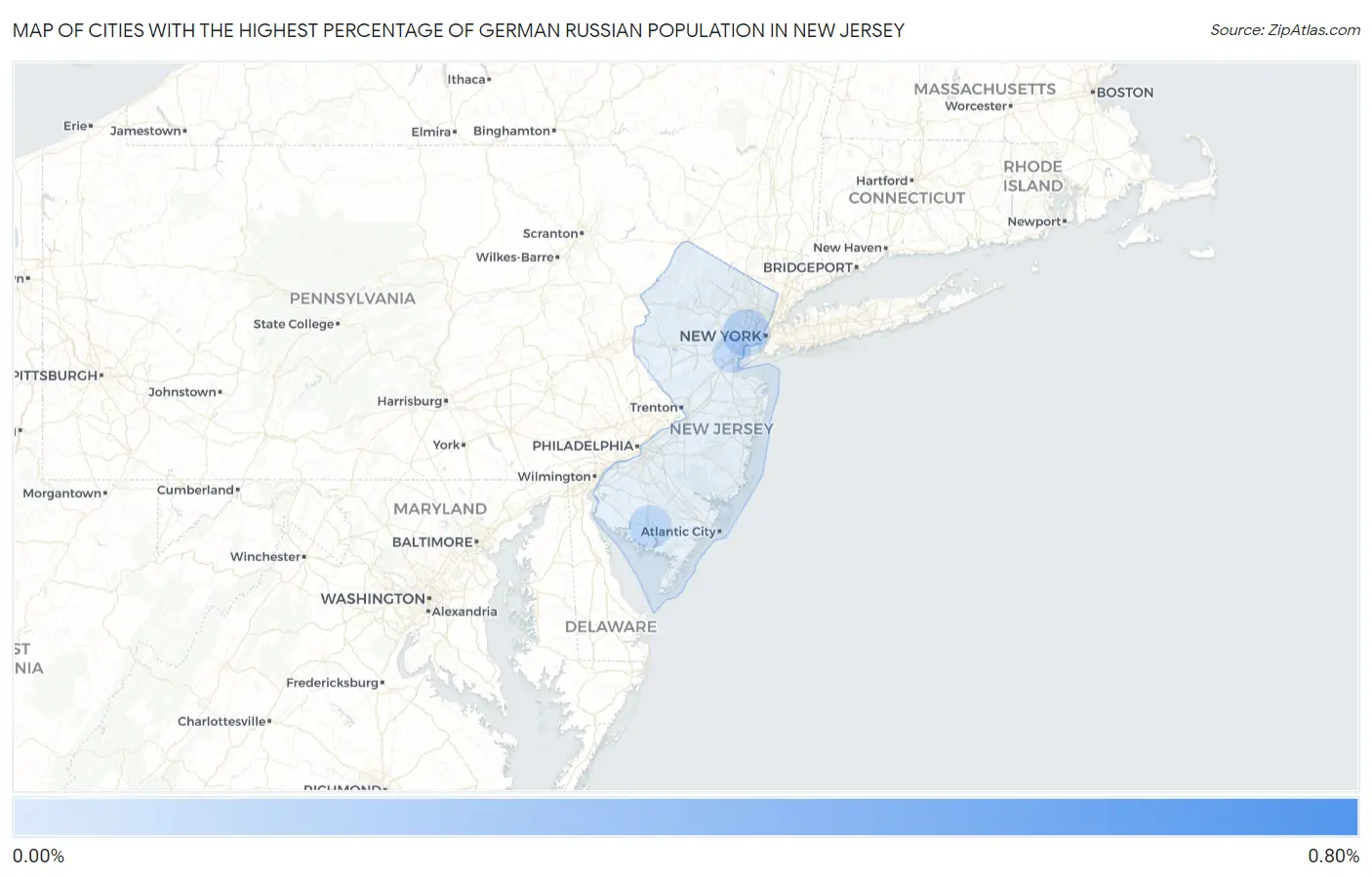 Cities with the Highest Percentage of German Russian Population in New Jersey Map