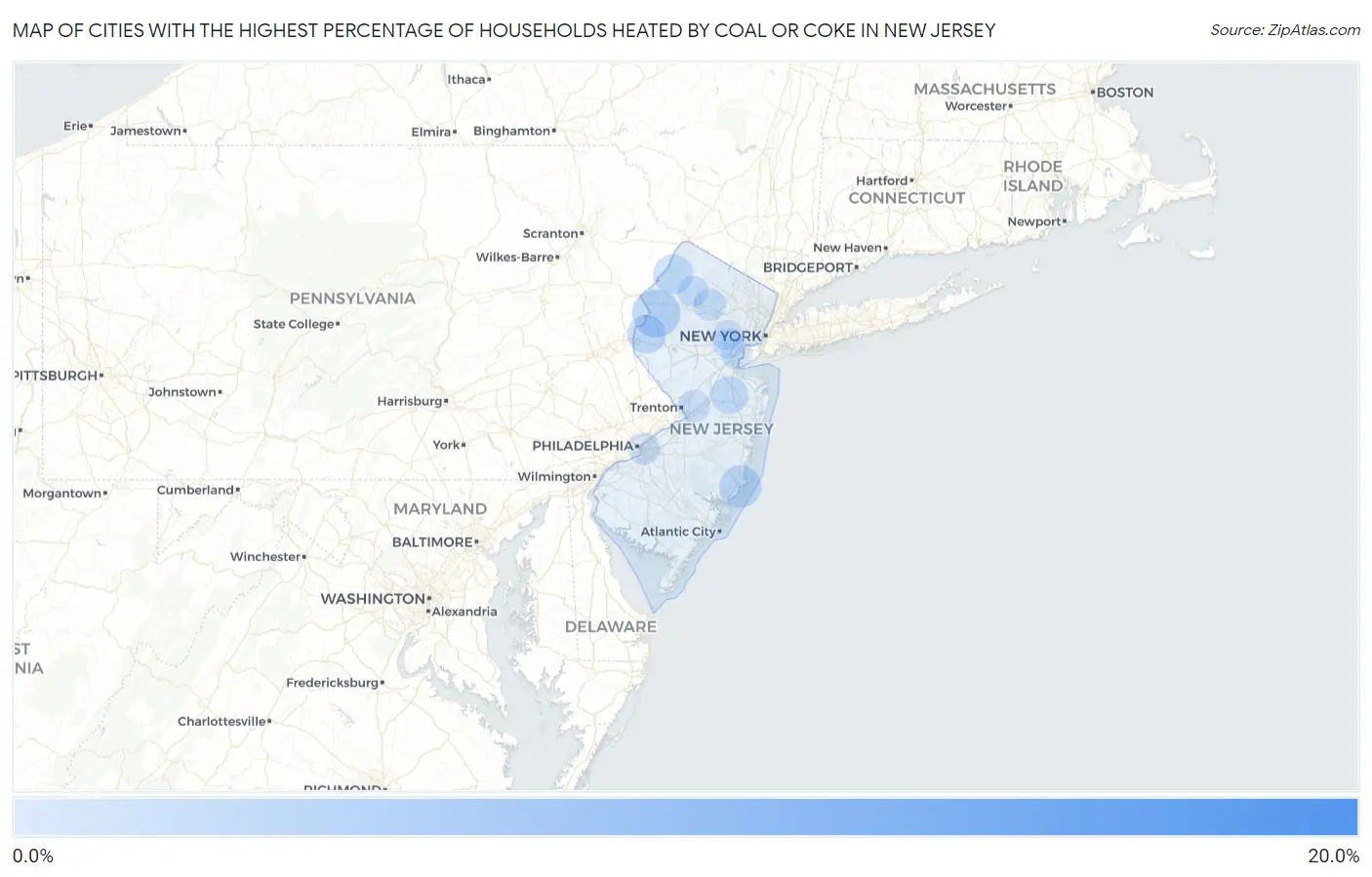 Cities with the Highest Percentage of Households Heated by Coal or Coke in New Jersey Map