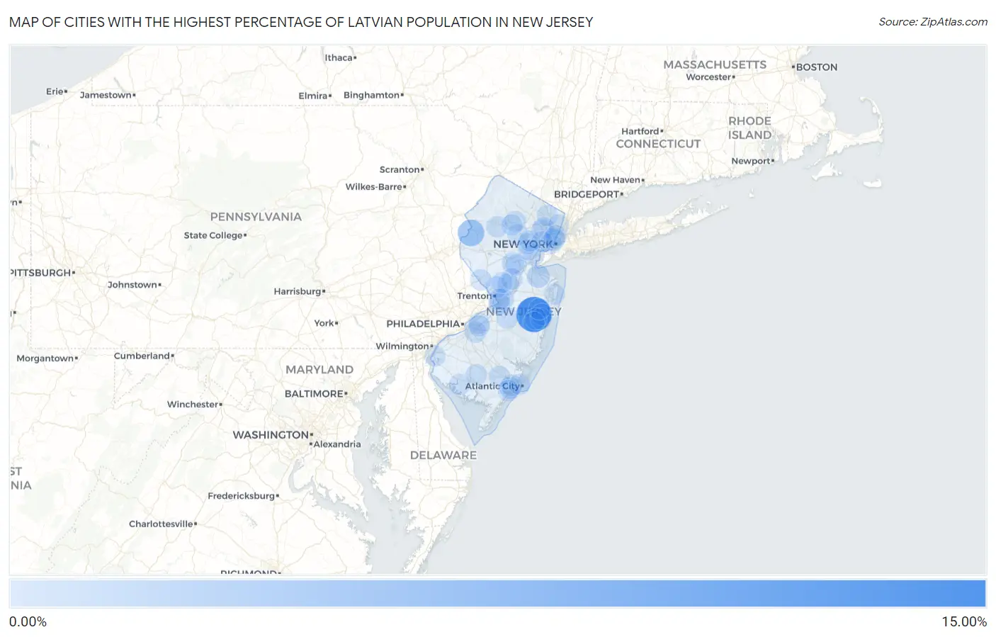 Cities with the Highest Percentage of Latvian Population in New Jersey Map