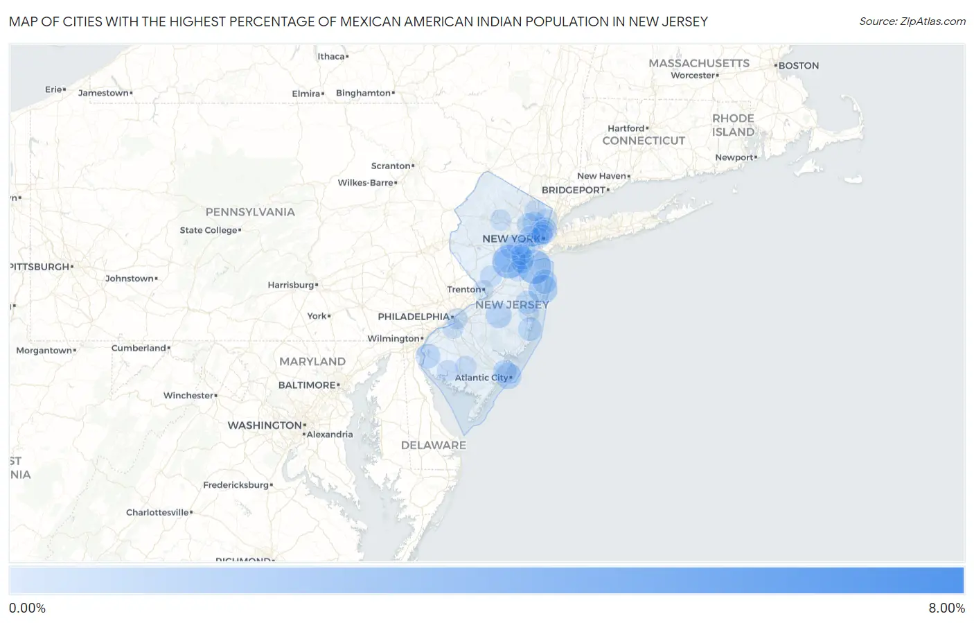 Cities with the Highest Percentage of Mexican American Indian Population in New Jersey Map