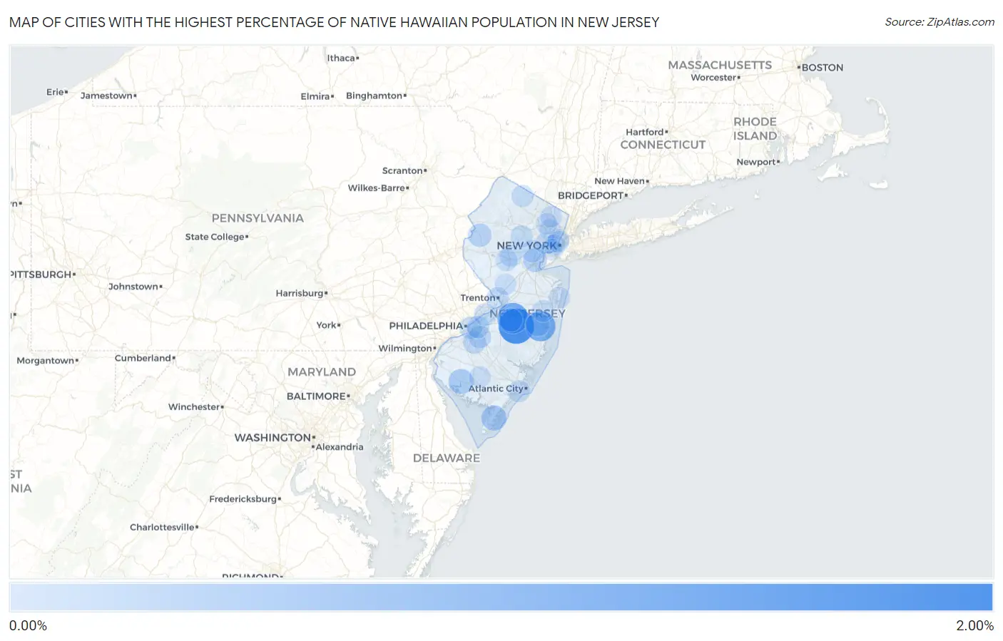 Cities with the Highest Percentage of Native Hawaiian Population in New Jersey Map