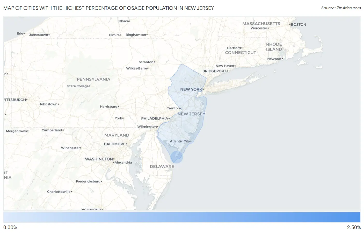 Cities with the Highest Percentage of Osage Population in New Jersey Map