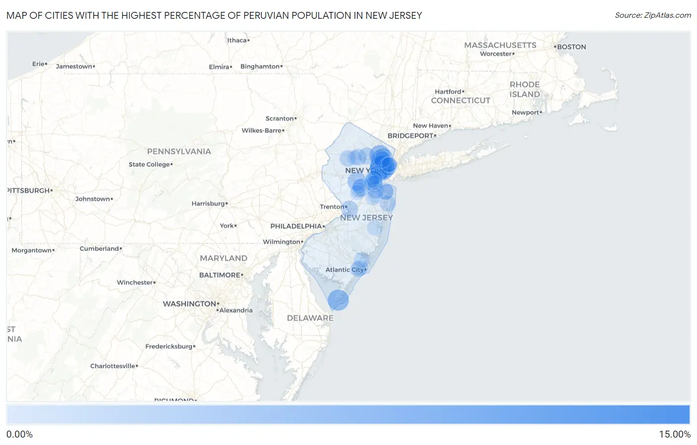 Cities with the Highest Percentage of Peruvian Population in New Jersey Map