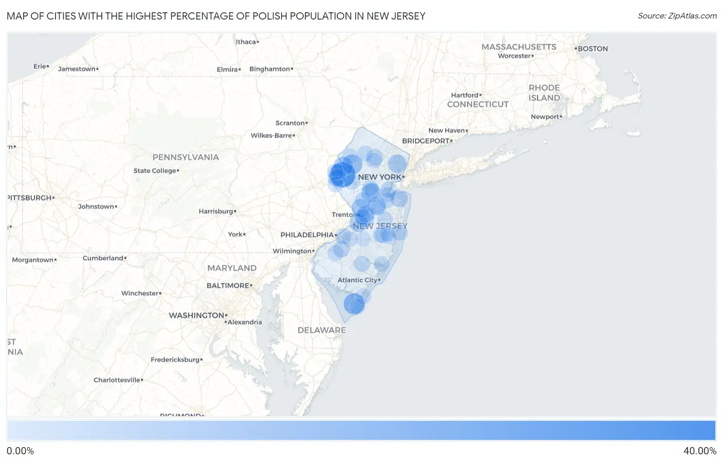 Cities with the Highest Percentage of Polish Population in New Jersey Map