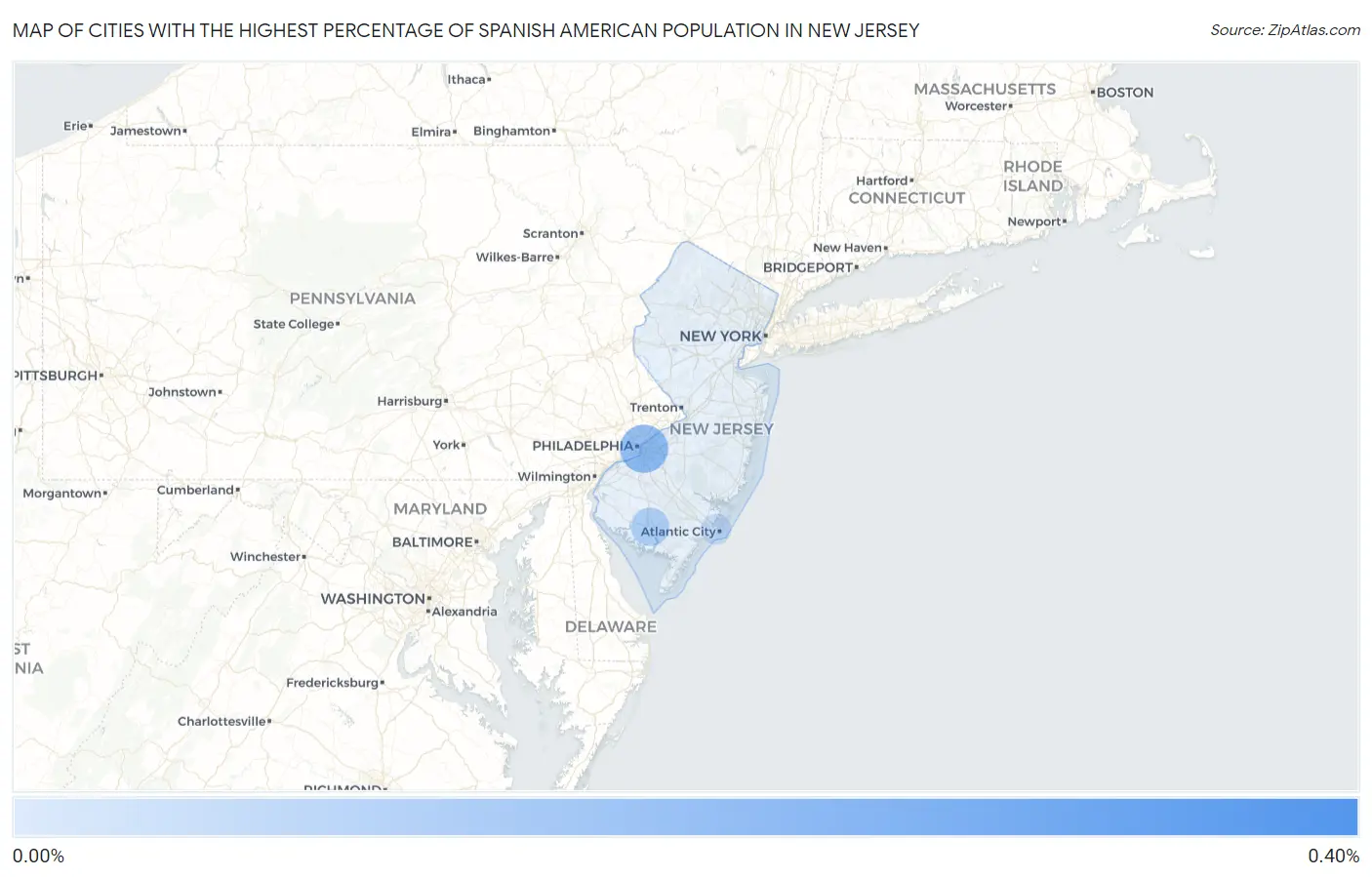 Cities with the Highest Percentage of Spanish American Population in New Jersey Map