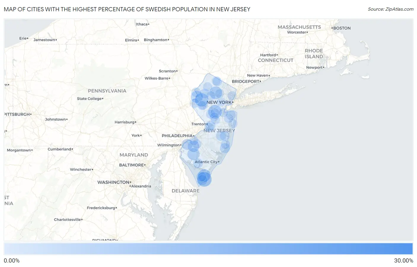 Cities with the Highest Percentage of Swedish Population in New Jersey Map